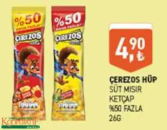 ÇEREZOS HÜP SÜT MISIR KETÇAP %50 FAZLA 26 G ÇEREZOS HÜP SÜT MISIR KETÇAP %50 FAZLA 26 G